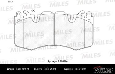 Miles E500274 Колодки тормозные передние, land rover discovery/range rover/sport 3.0/5.0 09- (iso 9001) Ceramic - 2