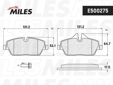 Miles E500275 Колодки тормозные BMW e81/e87/mini cooper 04- передние Ceramic - 2