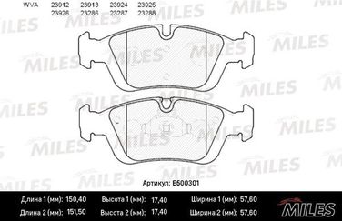 Miles E500301 Колодки тормозные передние BMW e36/e46/z3 e36/z4 E85 98> (iso 9001) Ceramic - 1