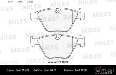 Miles E500302 Колодки тормозные передние BMW 3 e90/e91/x1 E84 (iso 9001 ) Ceramic - 2
