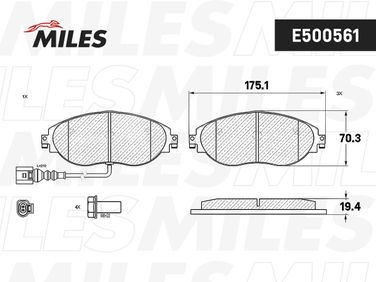 Miles E500561 Колодки тормозные skoda octavia 12-/vw golf 12-/passat 14- передние Ceramic - 2