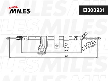 Miles EI000931 Трос, cтояночный тормоз - 2