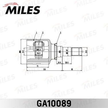Miles GA10089 Шрус toyota auris/hybrid (ukp) ade186,nde180,nre18#,wwe185,zre185,zwe186 2012.10- [eu] внут. - 1