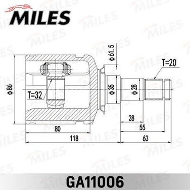 Miles GA11006 Шрус toyota avensis 97-03 внутр. Лев. - 1