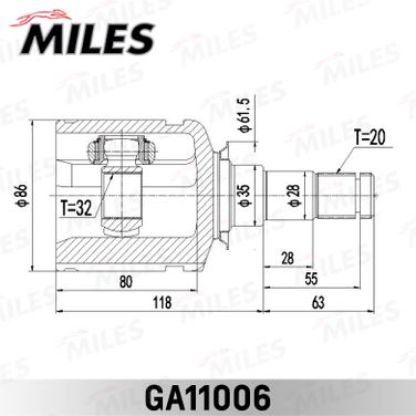 Miles GA11006 Шрус toyota avensis 97-03 внутр. Лев. - 3