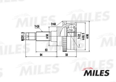 Miles GA20218 Шрус mazda 323 1.5 94-98 нар.(ABS) - 3