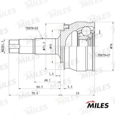 Miles GA20718 Шрус opel corsa d/fiat grand punto 1.0-1.2 05- нар. - 1