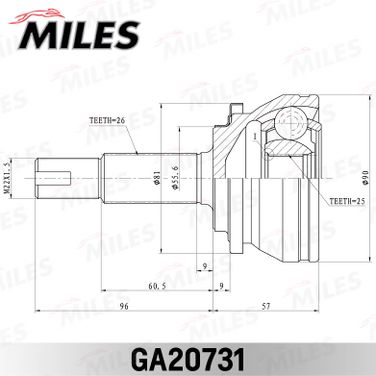 Miles GA20731 Шрус toyota prius zvw30 наружн. - 3
