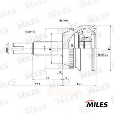 Miles GA20738 Шрус toyota camry acv40/gsv40 2006-2011 нар. - 1