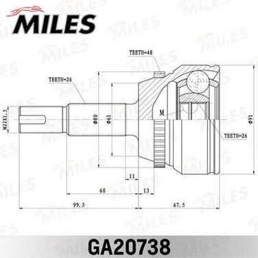 Miles GA20738 Шрус toyota camry acv40/gsv40 2006-2011 нар. - 2