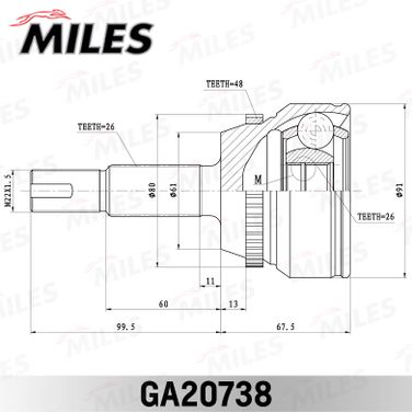 Miles GA20738 Шрус toyota camry acv40/gsv40 2006-2011 нар. - 3
