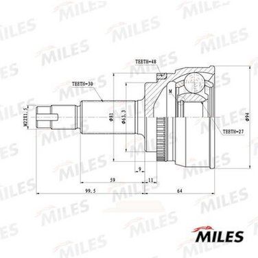 Miles GA20740 Шрус toyota camry v51/v50 2011- нар. ABS - 1