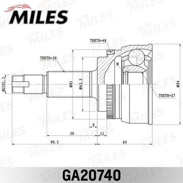 Miles GA20740 Шрус toyota camry v51/v50 2011- нар. ABS - 2
