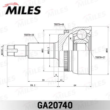 Miles GA20740 Шрус toyota camry v51/v50 2011- нар. ABS - 3