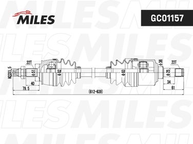 Miles GC01157 Привод в сборе fiat punto 1.2 99- лев. - 3