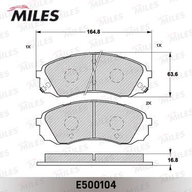 Miles E500104 Колодки тормозные hyundai H1 02-/kia carnival 06- передние Ceramic - 2
