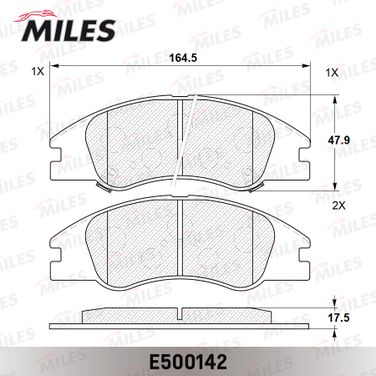 Miles E500142 Колодки тормозные KIA cerato 04- передние Ceramic - 2