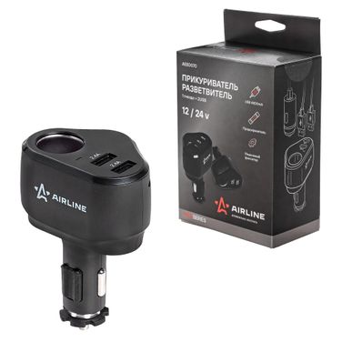 AIRLINE AEBD070 Прикуриватель-разветвитель 1 гнездо + 2xUSB 2.4a+2.4a PRO - 1