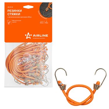 AIRLINE AS-R-14 Резинки-стяжки набор 20 шт. 25 см, D-4 мм (металлические крючки) - 1