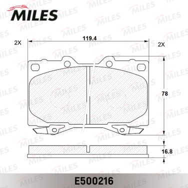 Miles E500216 Колодки тормозные toyota land cruiser 4.2d 90>98/4.2d/4.7 98> передние Ceramic - 2