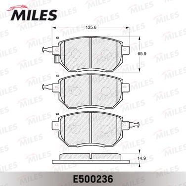 Miles E500236 Колодки тормозные infiniti fx35/45 03-/nissan murano 05- передние Ceramic - 2