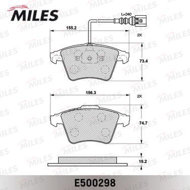 Miles E500298 Колодки тормозные volkswagen touareg R16 03> передние Ceramic - 2