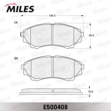 Miles E500408 Колодки тормозные ford ranger 99-/mazda b-serie 99- /bt-50 06- передние Ceramic - 2