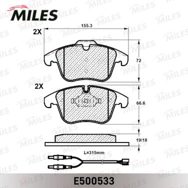 Miles E500533 Колодки тормозные citroen C5 1.6-2.0 08- передние Ceramic - 2