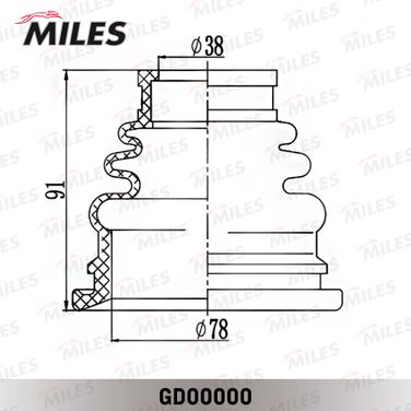 Miles GD00000 Пыльник ШРУСа внутреннего левый/Renault Logan/Sandero 1.4/1.6 04> - 3