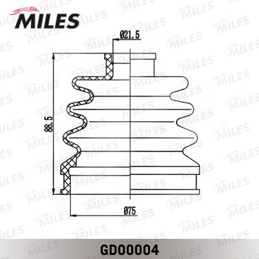 Miles GD00004 Пыльник ШРУСа наружного Hyundai Accent 1.3i/1.5i 94-10 - 3