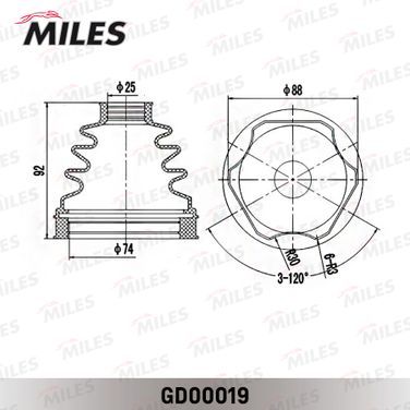 Miles GD00019 Пыльник ШРУСа nissan pathfinder r51m/navara d40m 04- внутр. пер. - 3