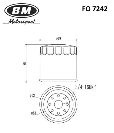 BM FO 7242 Фильтр масляный, резьба 3/4-16 - 2