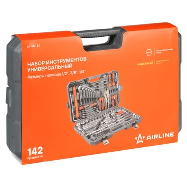 AIRLINE AT-142-53 Набор инструментов универсальный 142 предмета, пласт.кейс - 10