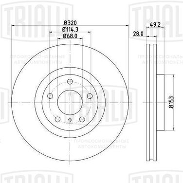 Trialli DF 140130 Диск тормозной для а/м Nissan Murano (03-)/Infinity m 35/45 (05-)/g (08-) d=320 | перед | - 1