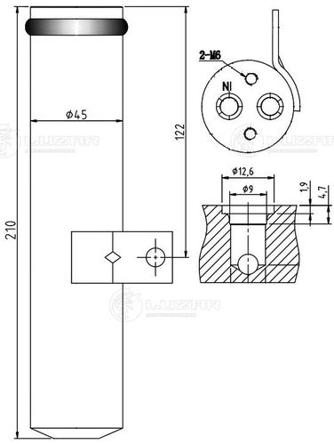 Luzar LCR 0127 Ресивер-осушитель для а/м Лада 2190 Гранта (10-)/2170-72 Приора (07-) (тип Halla) - 3