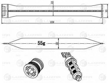 Luzar LCD 0505 Осушитель конд. для а/м Chevrolet Cruze/Astra j (09-) (с фильт.-сетк. и крышк. с прокл.) - 1