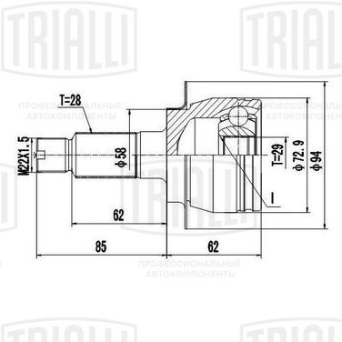Trialli GO 2406 Шрус для а/м Suzuki SX4 (06-) 1.6 4WD (наруж. перед.) () | перед прав/лев | - 1