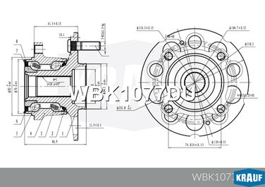Krauf WBK1077DU Ступица в сборе honda [задн] cr-v III (re) / cr-v IV (rm) / Elysion i (rr1-rr6) - 7