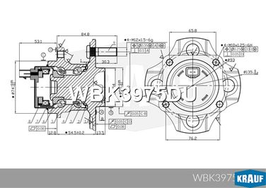 Krauf WBK3975DU Ступица колеса с подшипником в сборе toyota [задн, abs] Prius i Saloon (xw10) (02-07), Corolla IX Hatchback (e120) (02-07) / IX Saloon (e120) (01-07) / IX Station Wagon (e120) (01-07) / Verso (e121) (02-04) - 6