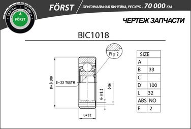 B-RING BIC1018 Шрус VW Transporter (85-) (внутр.) [33] () forst - 3