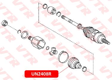 VTR UN2408R Чехол шрус переднего привода, внутренний, универсальный (смазка+хомуты) - 2