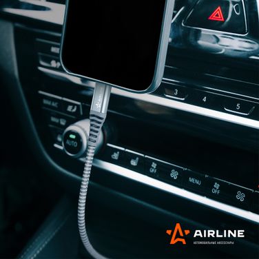 AIRLINE ACH-C-42 Кабель Type-C - Type-C поддержка PD 2м, серый нейлоновый - 4