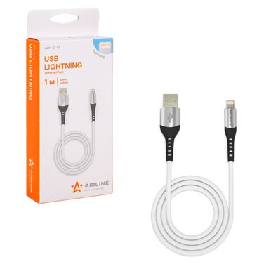 AIRLINE ACH-C-43 Кабель USB - Lightning (Iphone/IPad) 1м, белый Soft-Touch - 3