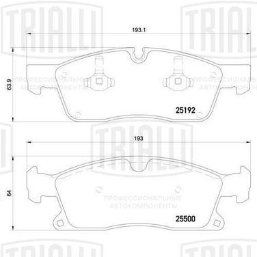 Trialli PF 4287 Колодки торм. для а/м Mercedes ML (w166) (11-) диск. перед. 192x64 | перед прав/лев | - 1