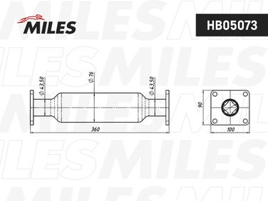 Miles HB05073 Труба соединительная (вставка вместо катализатора) Daewoo Nexia (95-) со стронгером - 2