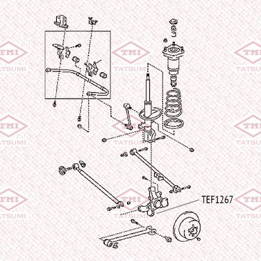 TATSUMI TEF1267 Сайлентблок цапфы | зад | - 2