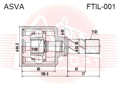 Asva FTIL-001 Шрус внутренний левый 29x45x31 | перед лев | - 2