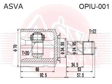 Asva OPIU-001 Шрус внутренний 20x34.9x22 | перед | - 2