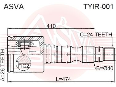 Asva TYIR-001 Шрус внутренний правый 26x40x24 | перед прав | - 2