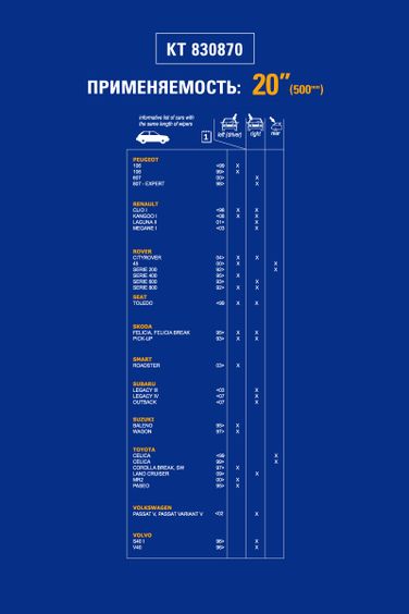 KRAFT KT 830870 К-т гибридных щеток стеклоочистителя 500/500 ММ, 1 адаптер - 4